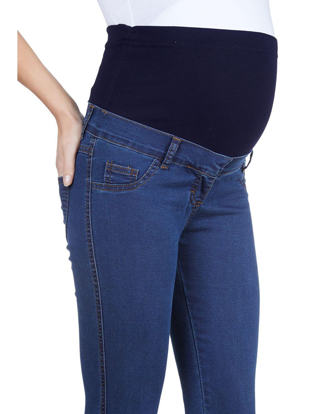 Luvmabelly Lacivert Beli Ayarlamalı Kadın Denim Hamile Pantolon - 2