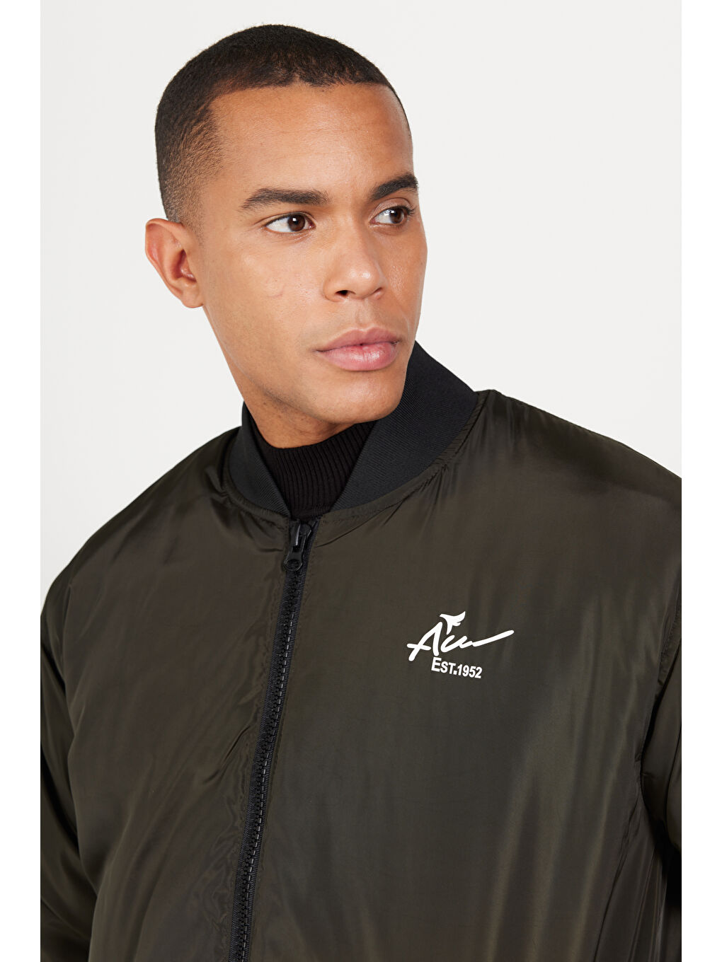 Erkek Haki Oversize Geniş Kesim Kolej Yaka Mont-3