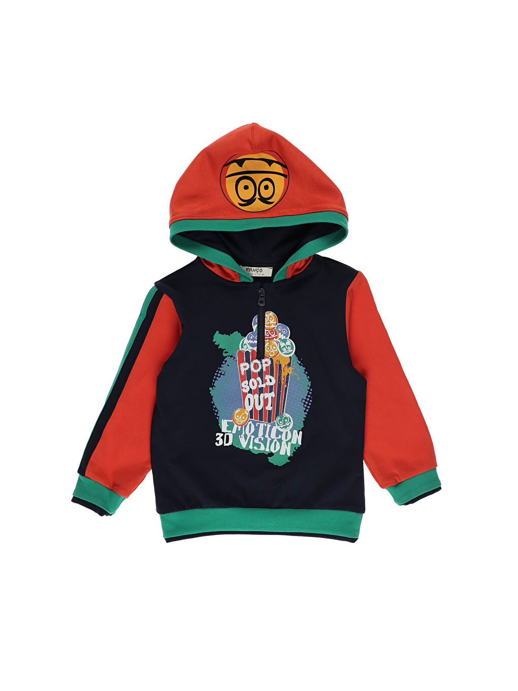 Lacivert Erkek Çocuk Baskı Detaylı Kapüşonlu Sweatshirt