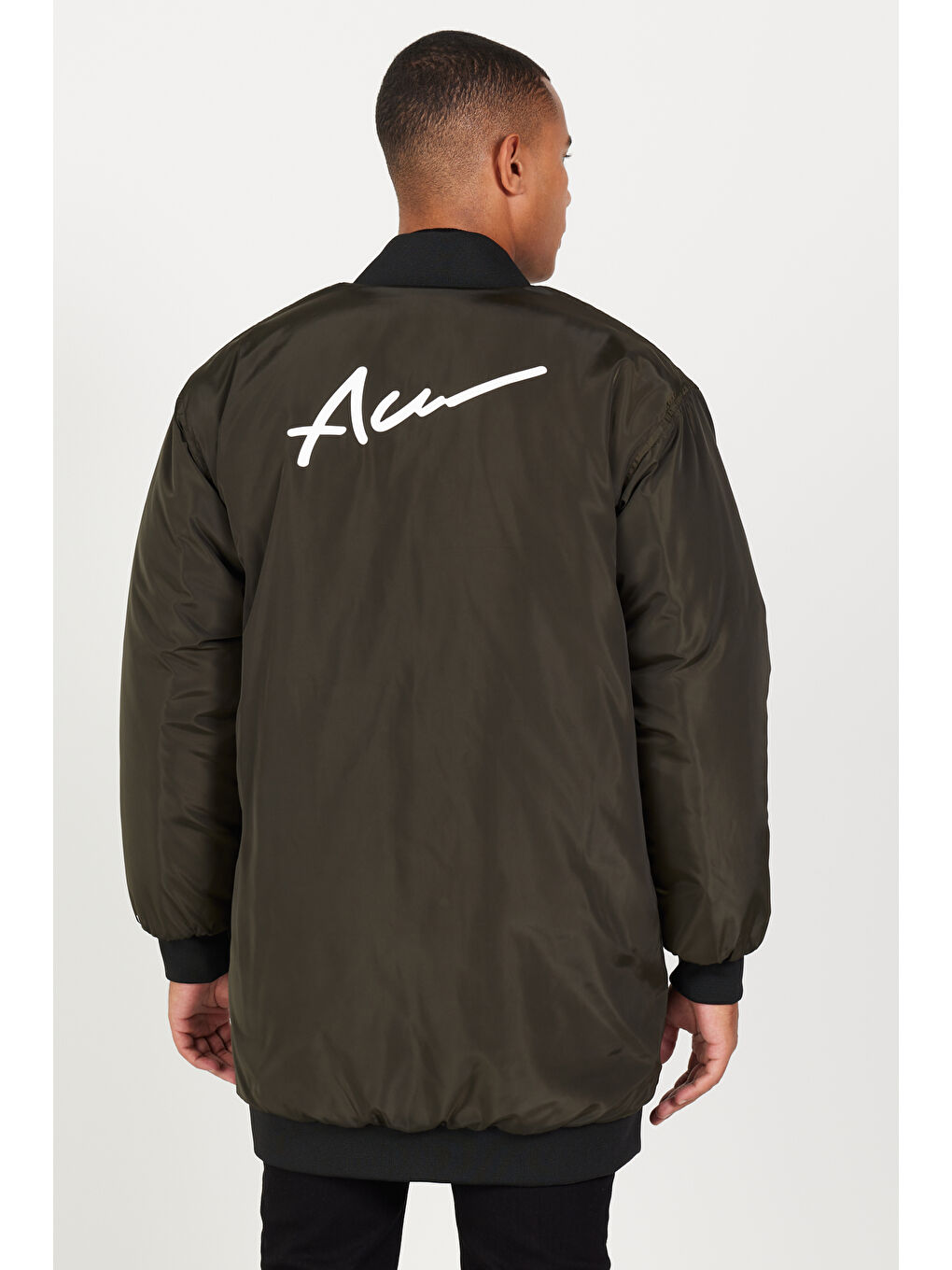 Erkek Haki Oversize Geniş Kesim Kolej Yaka Mont-4