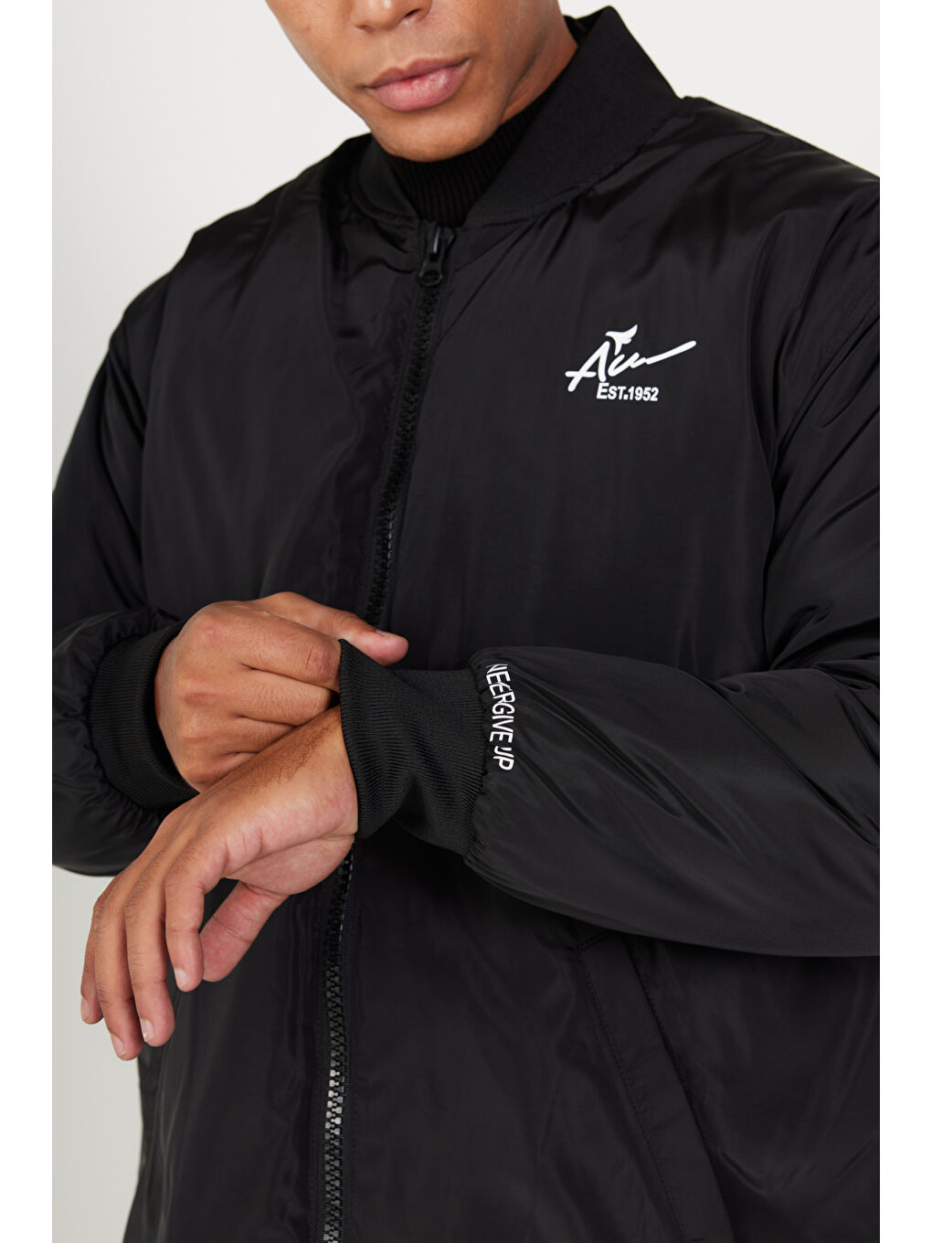 Erkek Siyah Oversize Geniş Kesim Kolej Yaka Mont-2