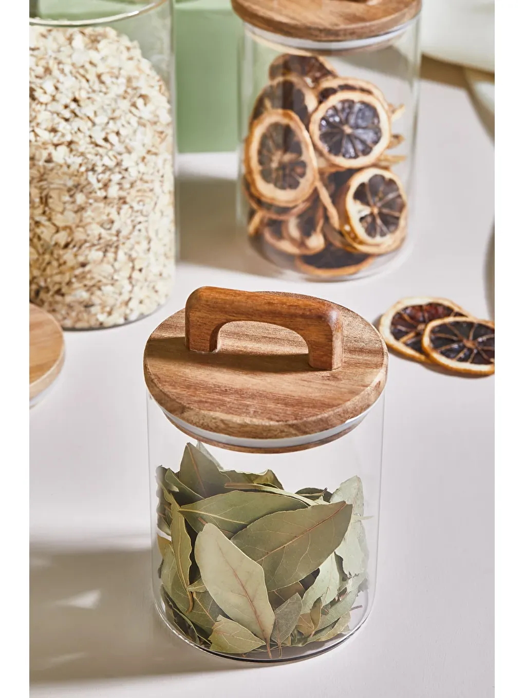 Renksiz 4' lü Kapaklı Cam Kavanoz/Saklama Kabı Seti-1