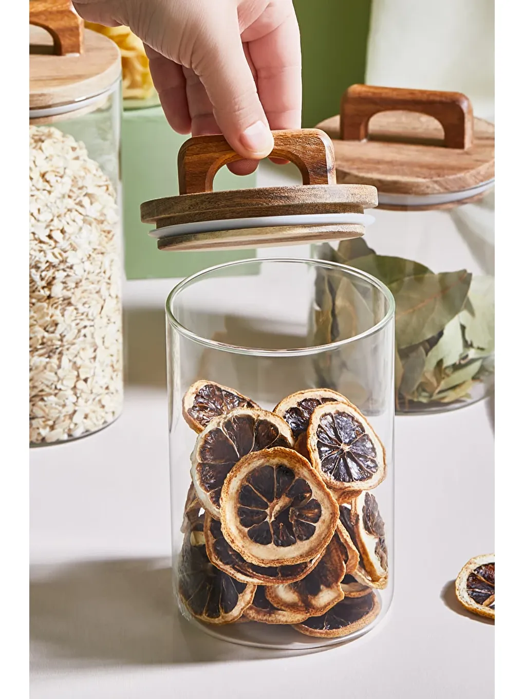 Renksiz 4' lü Kapaklı Cam Kavanoz/Saklama Kabı Seti-2