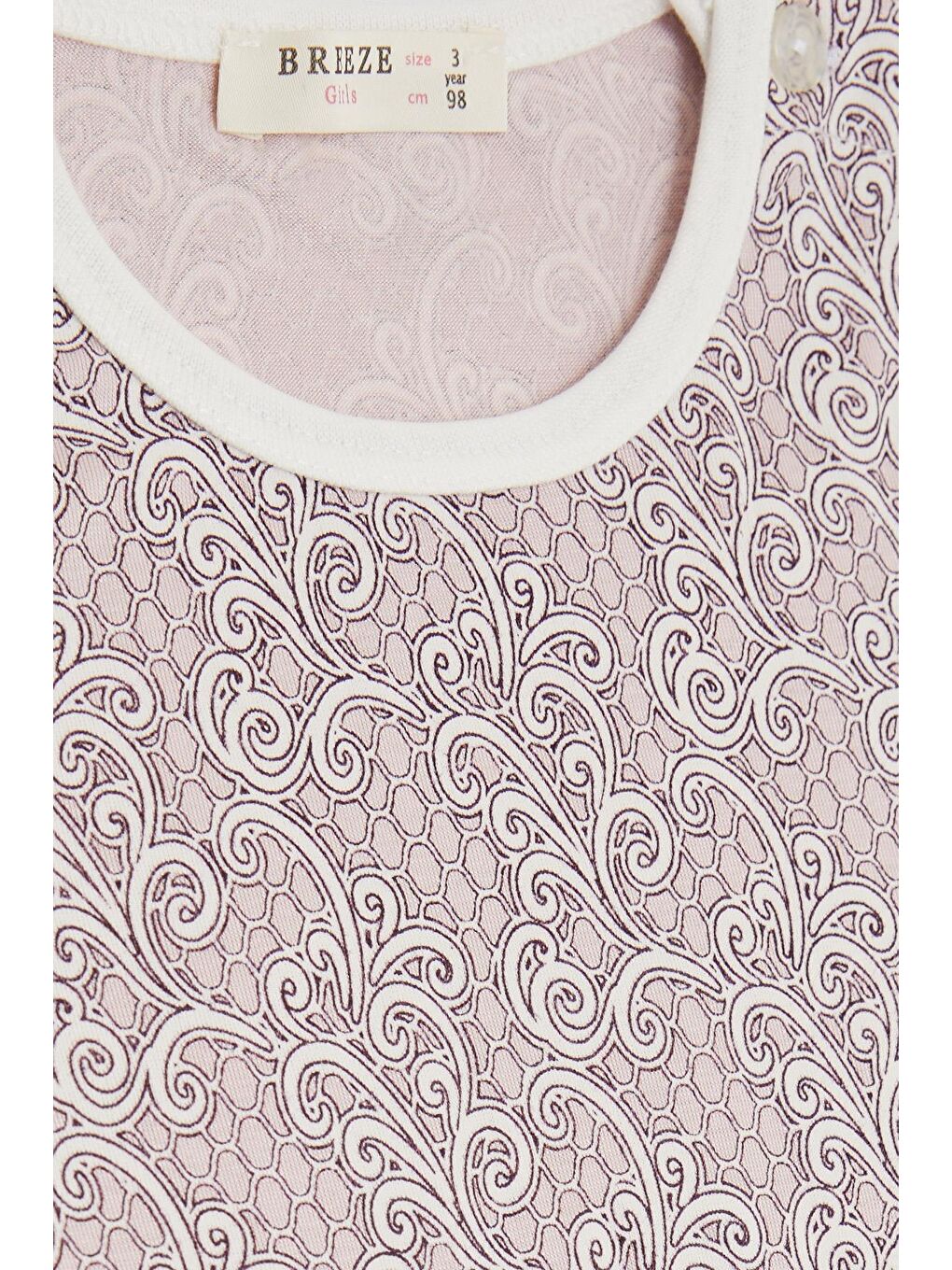 Pembe Kız Bebek Kısa Kollu Pijama Takımı Dal Desenli Pudra (9 Ay-1.5 Yaş)-4