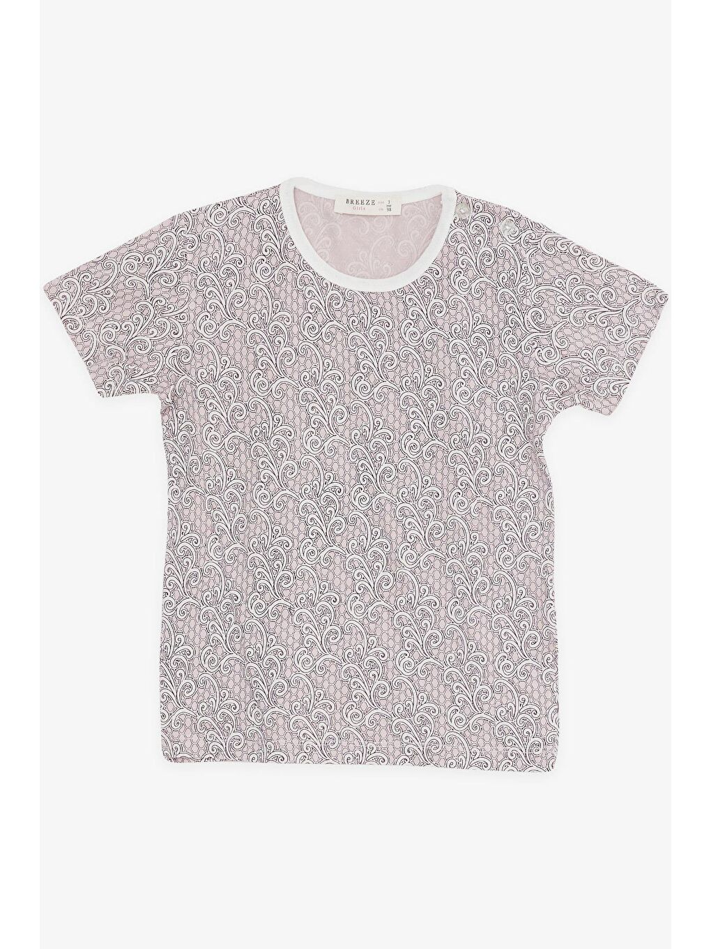 Pembe Kız Bebek Kısa Kollu Pijama Takımı Dal Desenli Pudra (9 Ay-1.5 Yaş)-2