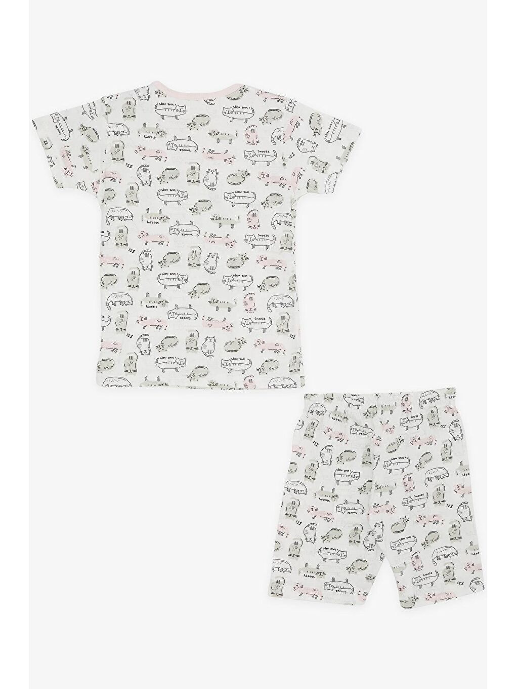 Kız Bebek Pijama Takımı Renkli Kedicik Desenli Beyaz (9 Ay)-2