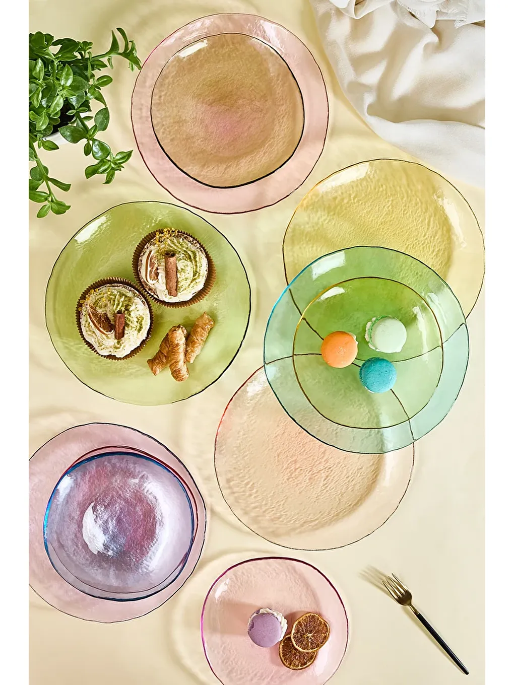 Karışık Flare 12 Parça Servis Tabağı ve Pasta Tabağı Seti-2