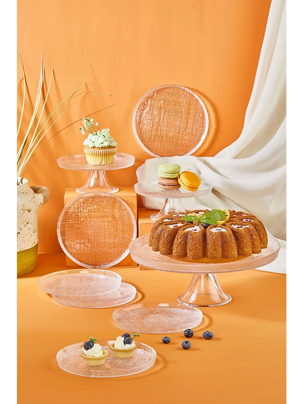 Renksiz Felix 9 Parça Pasta/Kek/Tatlı Sunum Seti-1