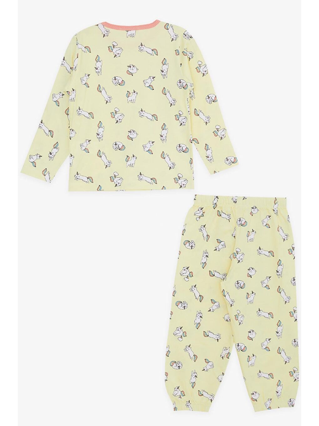 Kız Bebek Pijama Takımı Kedicorn Desenli Sarı (1 Yaş)-1