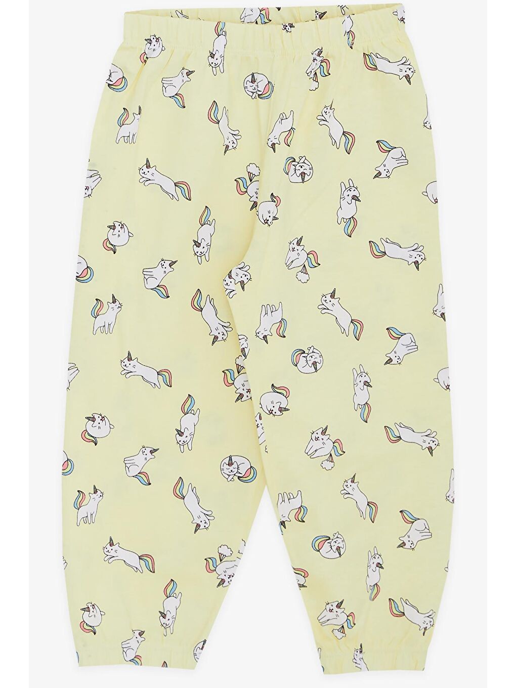 Kız Bebek Pijama Takımı Kedicorn Desenli Sarı (1 Yaş)-2