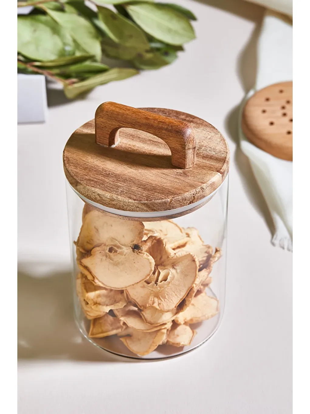 Renksiz Kapaklı Cam Kavanoz/Saklama Kabı - 12 CM-1