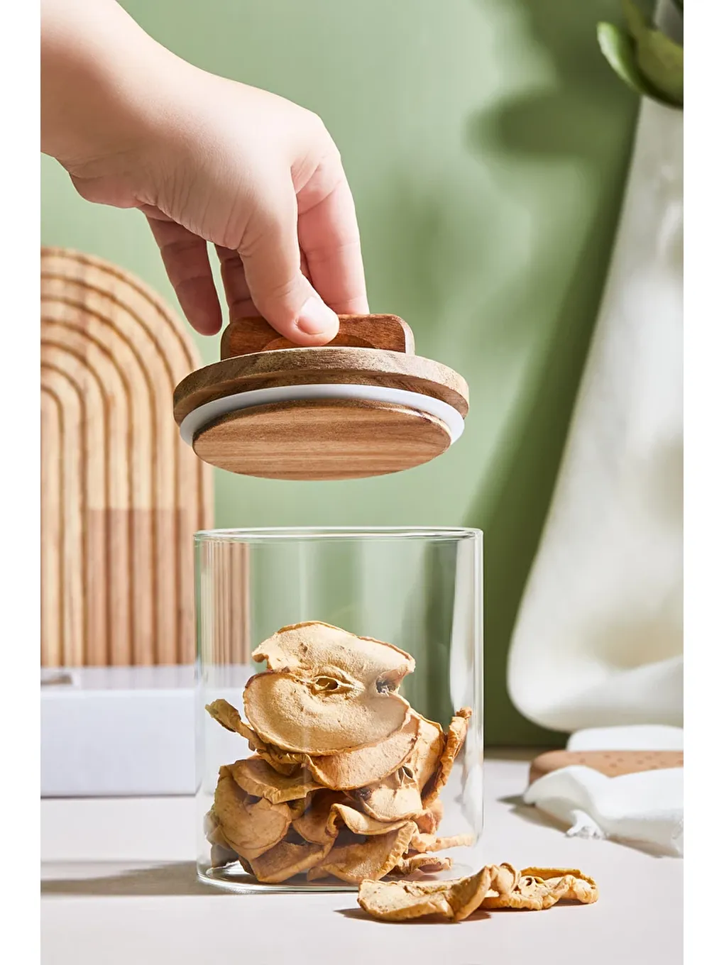 Renksiz Kapaklı Cam Kavanoz/Saklama Kabı - 12 CM-2