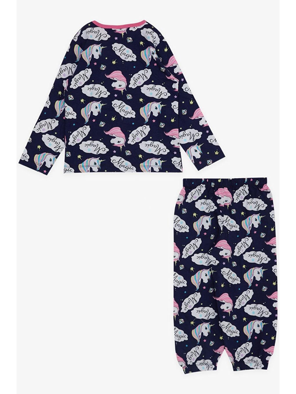 Kız Bebek Pijama Takımı Desenli Lacivert (9 Ay-1 Yaş)-1