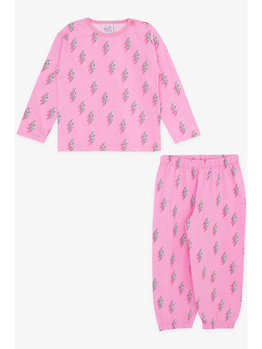 Kız Bebek Pijama Takımı Şimşek Desenli Pembe (9 Ay-1 Yaş)