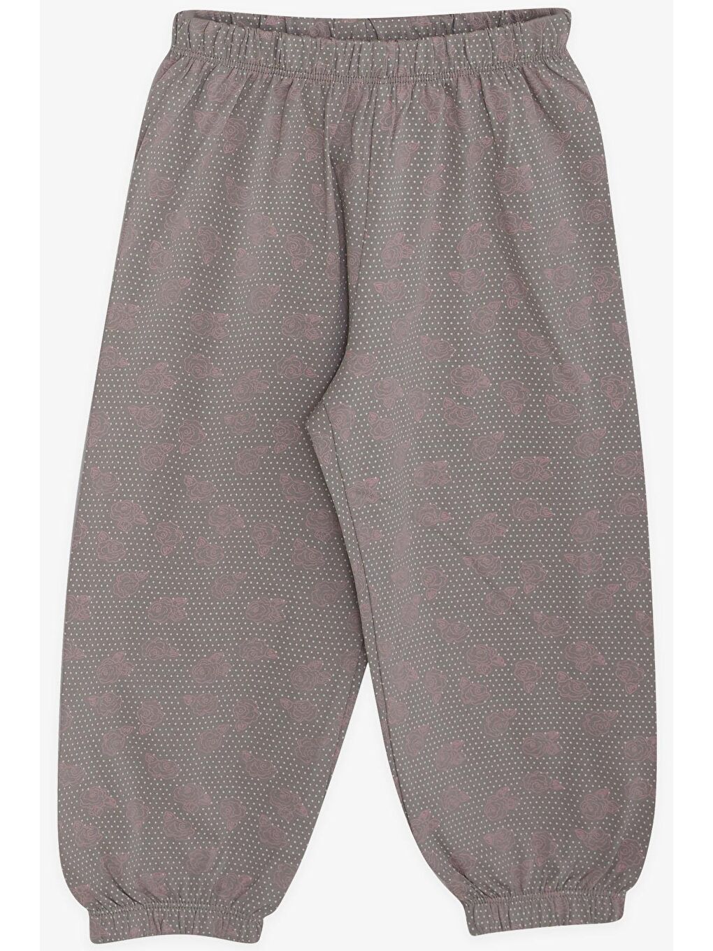 Bej Kız Bebek Pijama Takımı Güllü Puantiye Desenli Vizon (9 Ay-1 Yaş)-4