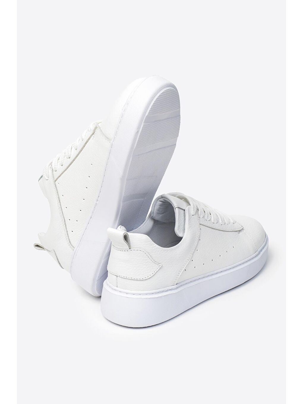 Beyaz Hakiki Deri Erkek Spor Ayakkabı-3