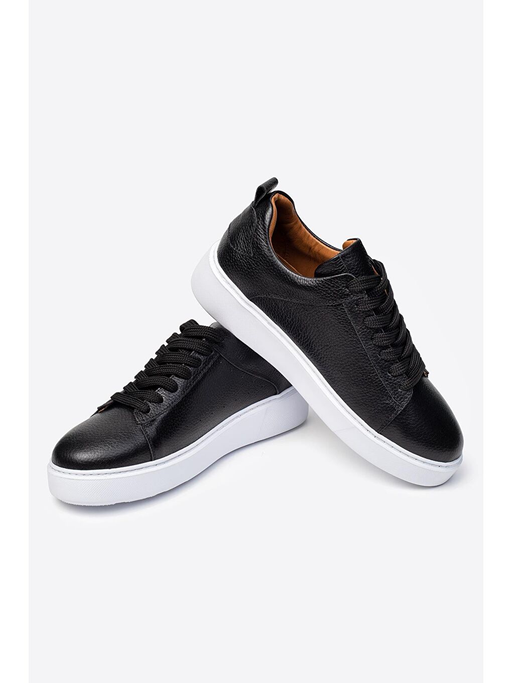 Siyah Hakiki Deri Erkek Spor Ayakkabı-4