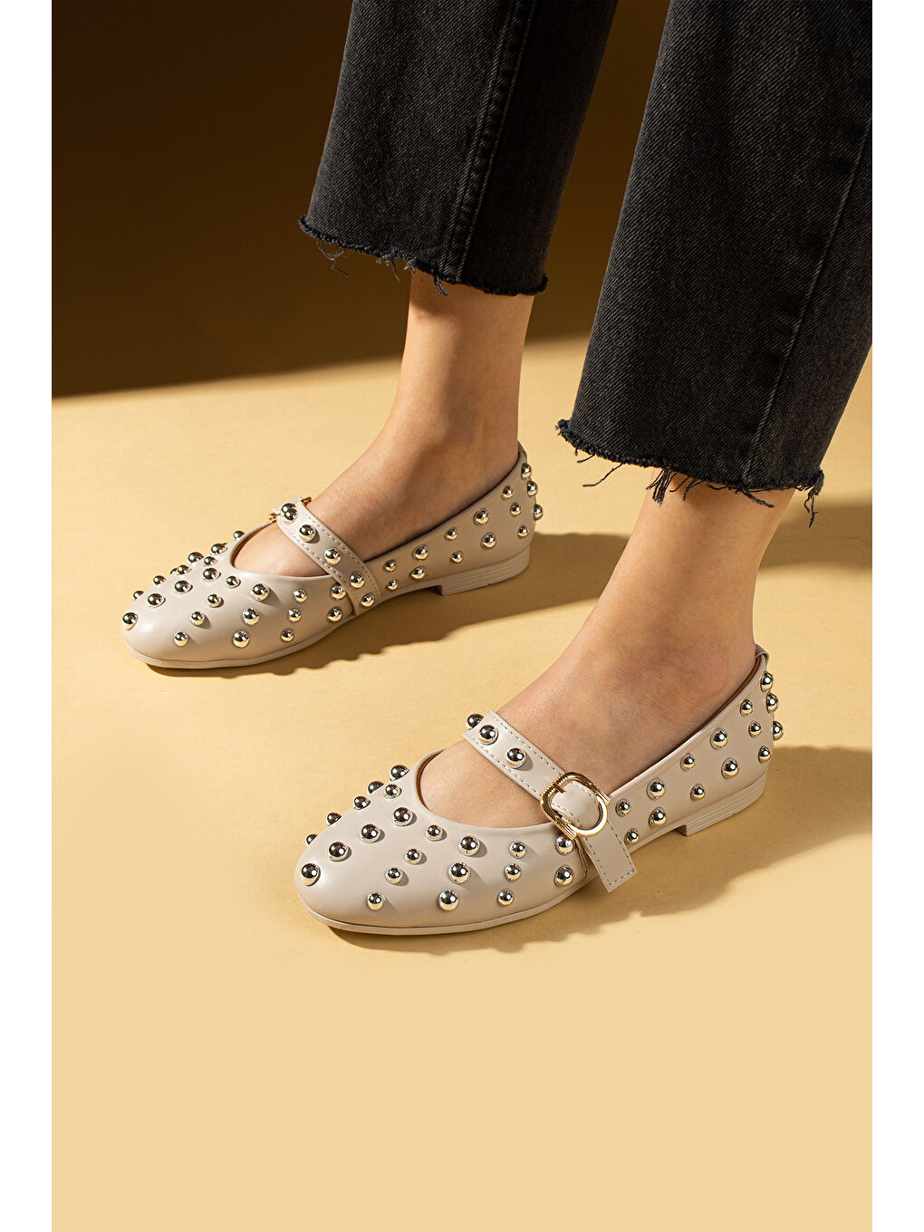 Bej Troklu Tokalı Rahat Taban Kadın Babet 57-42-25-1