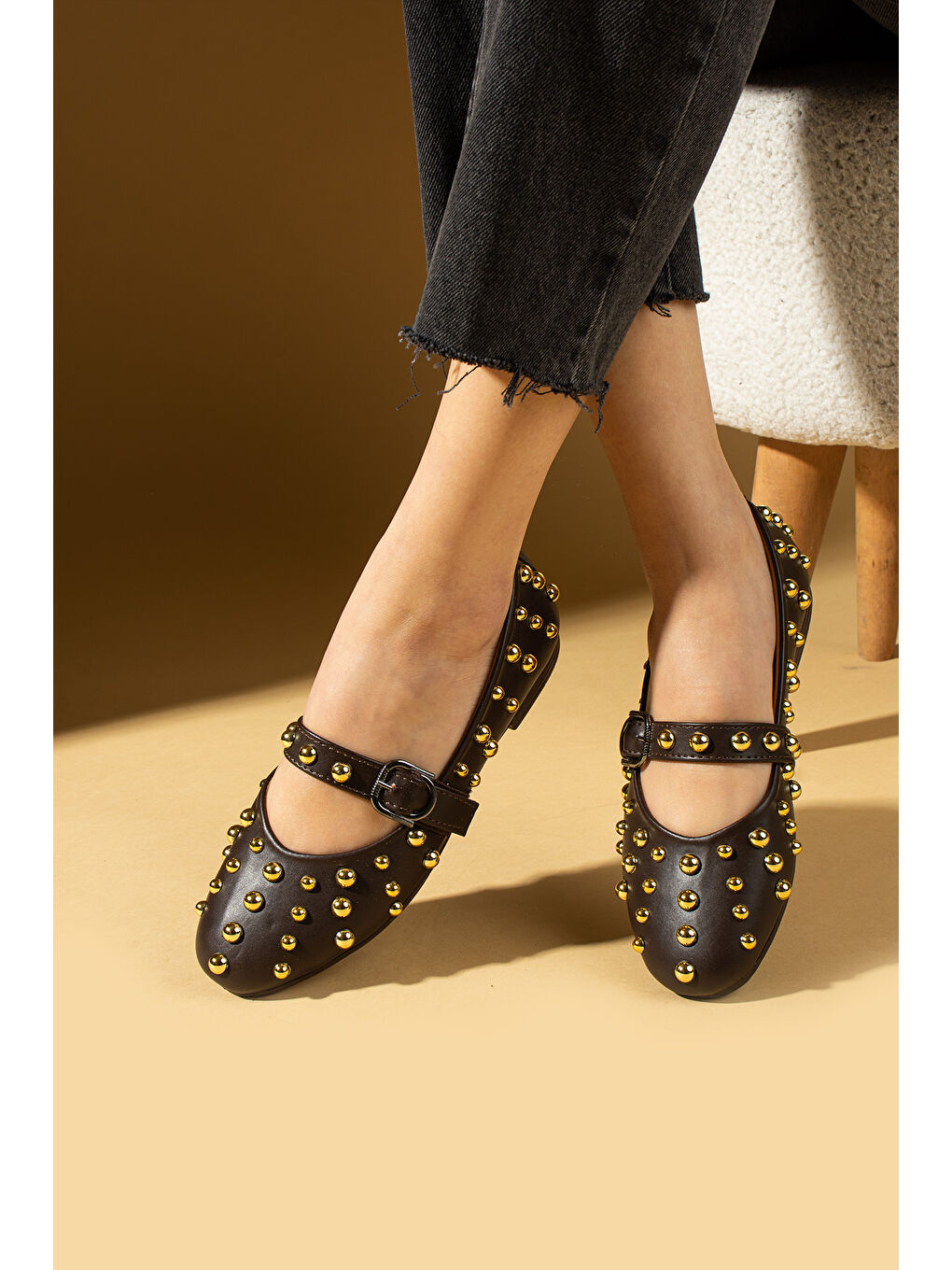 Kahverengi Troklu Tokalı Rahat Taban Kadın Babet 57-42-25-2