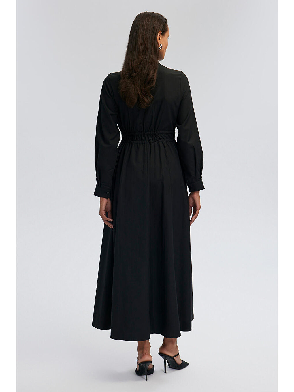 Siyah Deri Kemerli Elbise-3