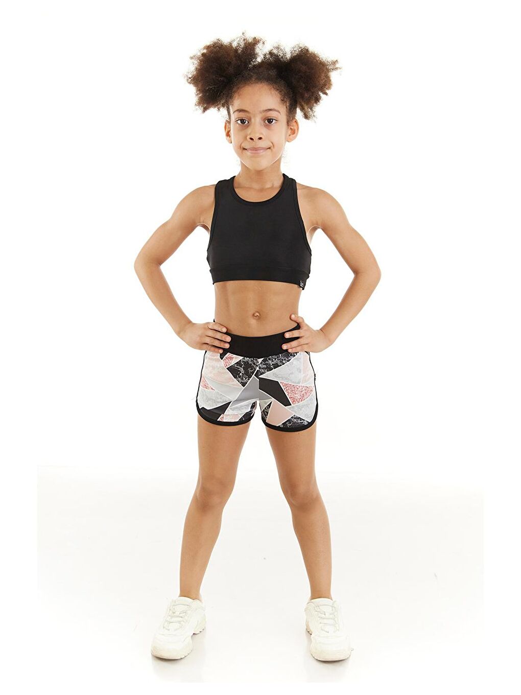 Gri Stacy Marble Kız Çocuk Mini Şort-2