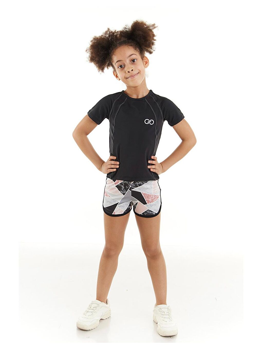 Gri Stacy Marble Kız Çocuk Mini Şort-3