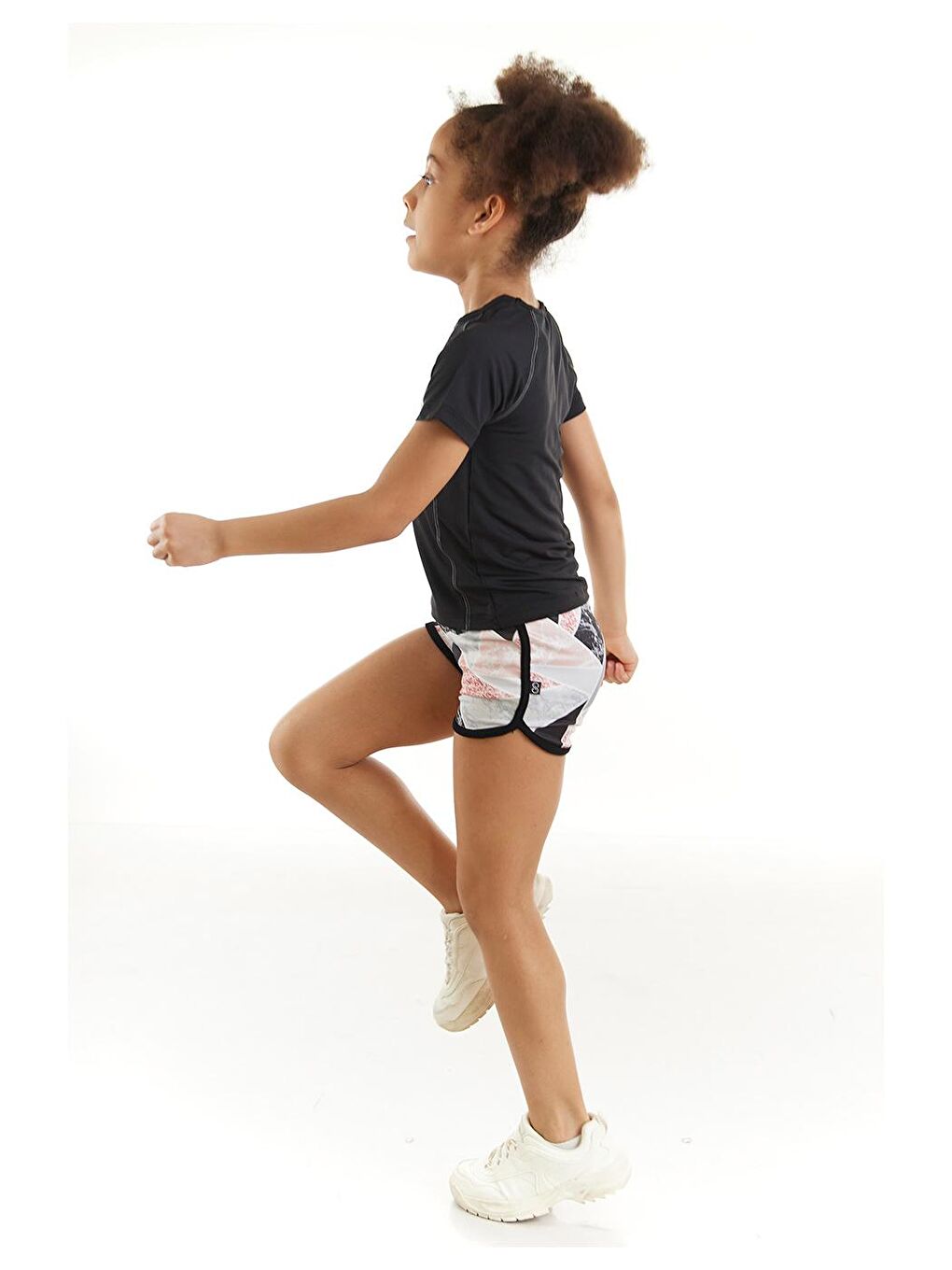 Gri Stacy Marble Kız Çocuk Mini Şort-4