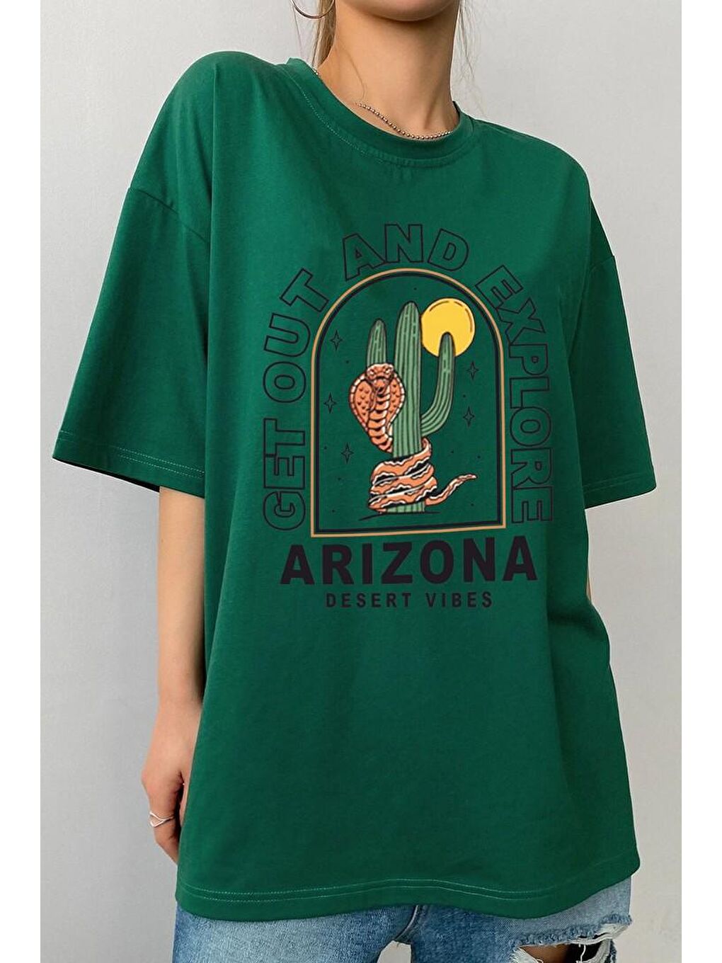 uyguntarz Yeşil Unisex Arizona Baskılı T-shirt