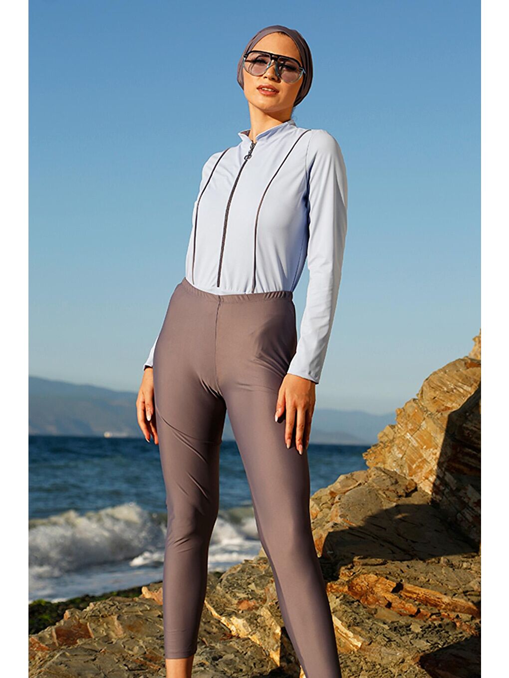 3'lü Etekli Elastanlı Tam Kapalı Mayo 900-HLM-03 Mavi-3