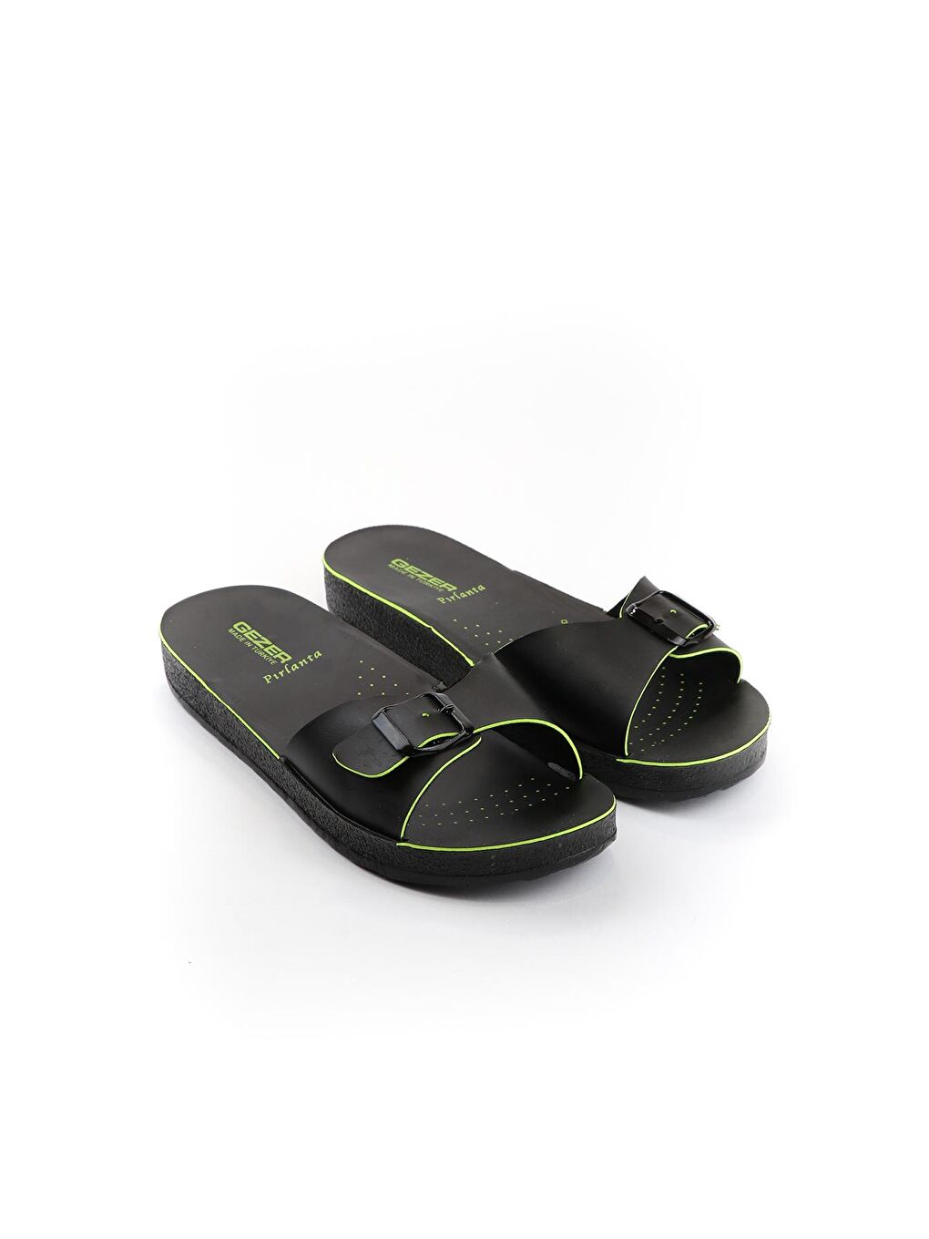 Sarı Yazlık Tek Toka Renkli Şerit Kadın Terlik