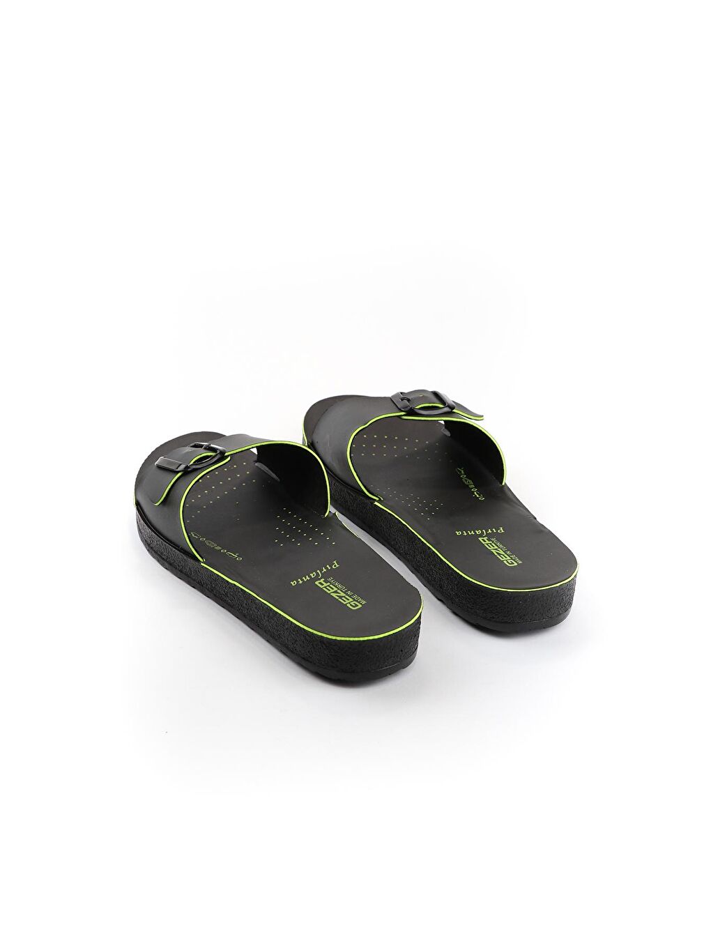 Sarı Yazlık Tek Toka Renkli Şerit Kadın Terlik-2