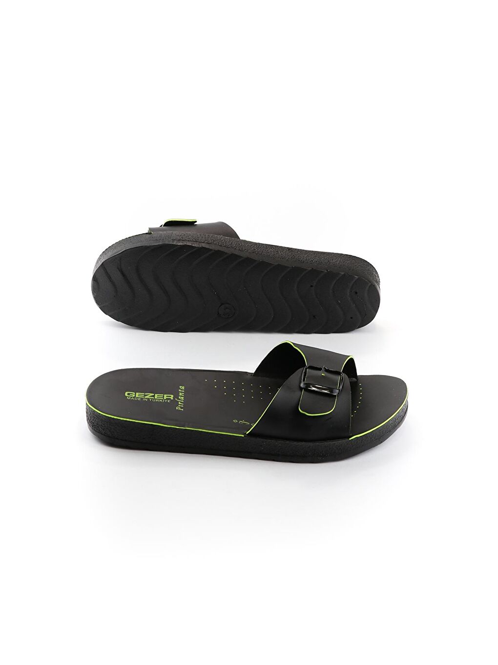 Sarı Yazlık Tek Toka Renkli Şerit Kadın Terlik-3