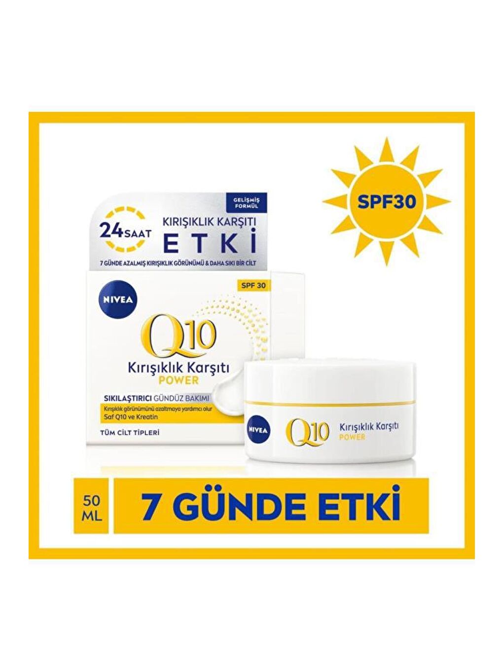 NIVEA Şeffaf Q10 2 Adı mlı Kırışıklık Karşıtı Bakım Seti, Gündüz Kremi Spf30 Ve Cilt Serumu 15 ml, Anında Etki - 1