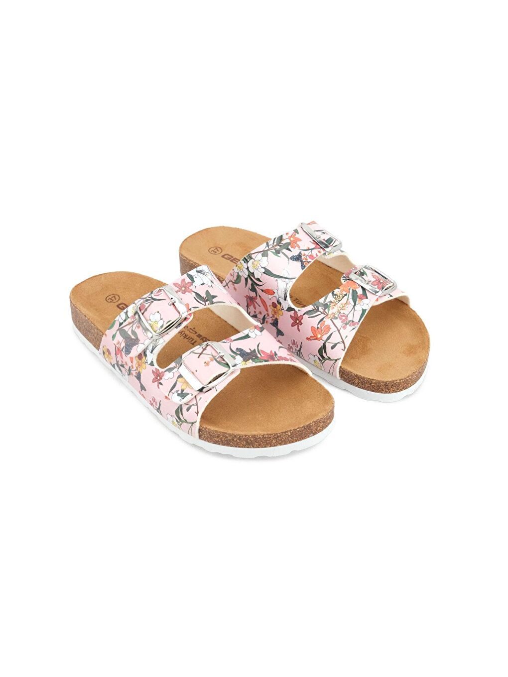 Beyaz Yazlık Kadın Suni Deri Mantarlı PVC Rahat Taban İki Tokalı Ayarlanabilir Günlük Terlik-2