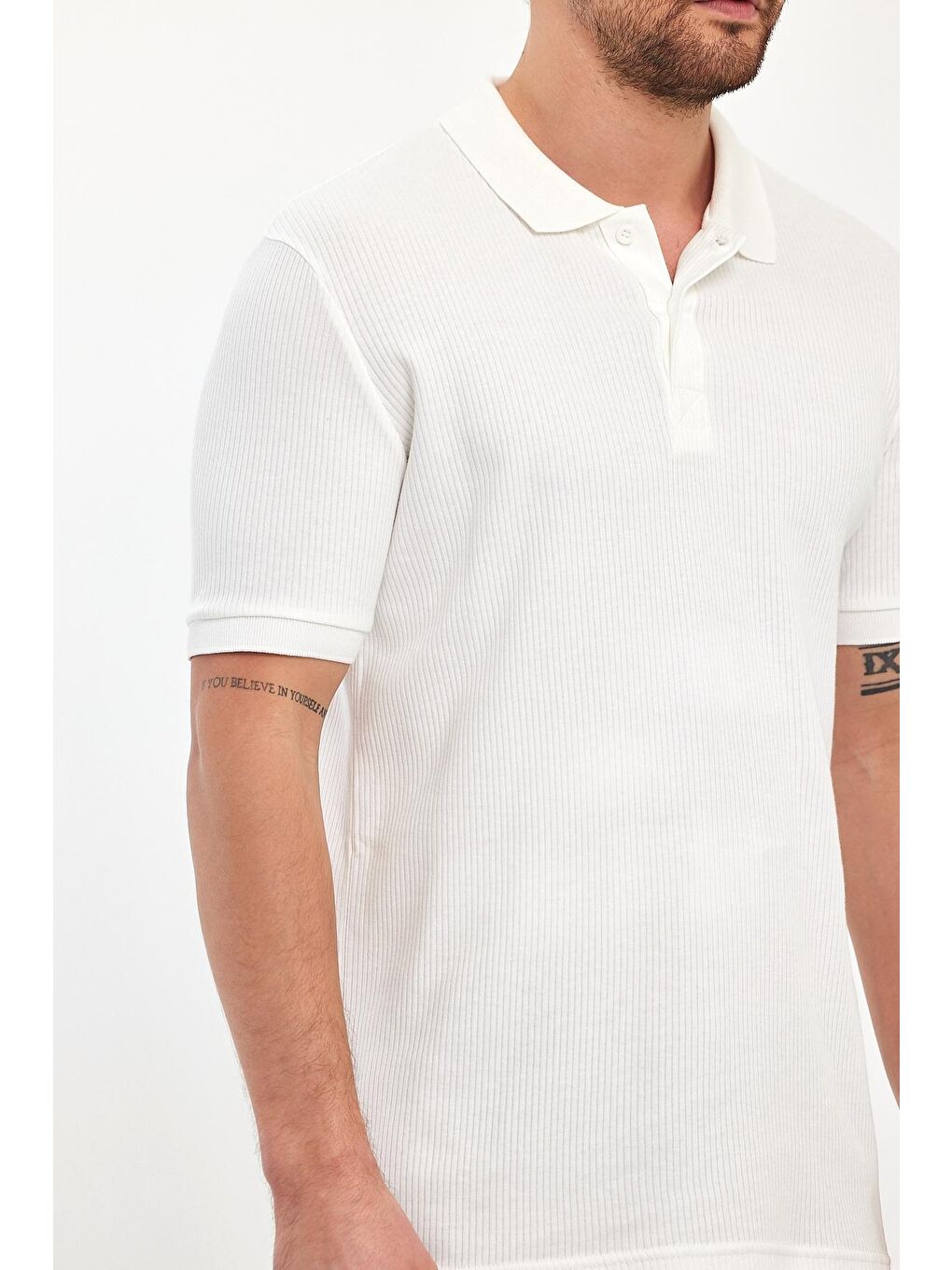 Beyaz Erkek Polo Yaka Tişört-2