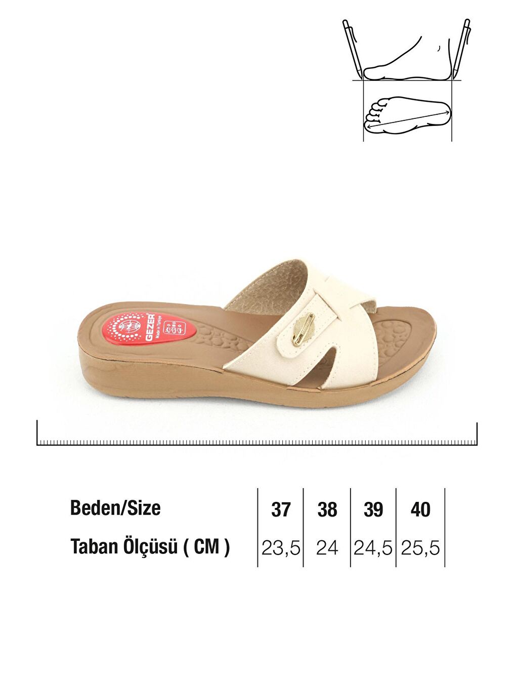 Bej Kadın Yazlık Suni Deri Rahat Taban Günlük Terlik-1