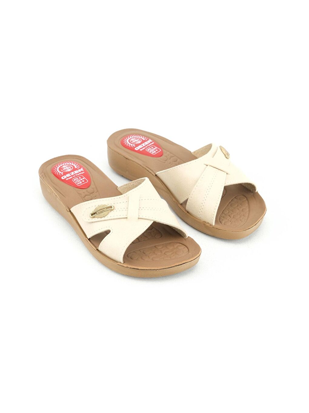 Bej Kadın Yazlık Suni Deri Rahat Taban Günlük Terlik-2