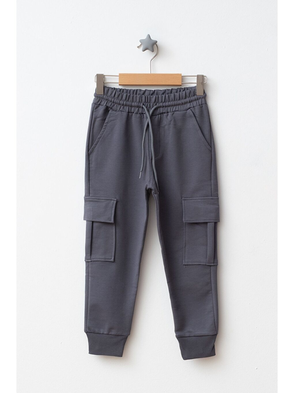 Gri Erkek Çocuk Diz Yapmaz Komondo Cepli 2'li Paket Okul Eşofman Altı-1