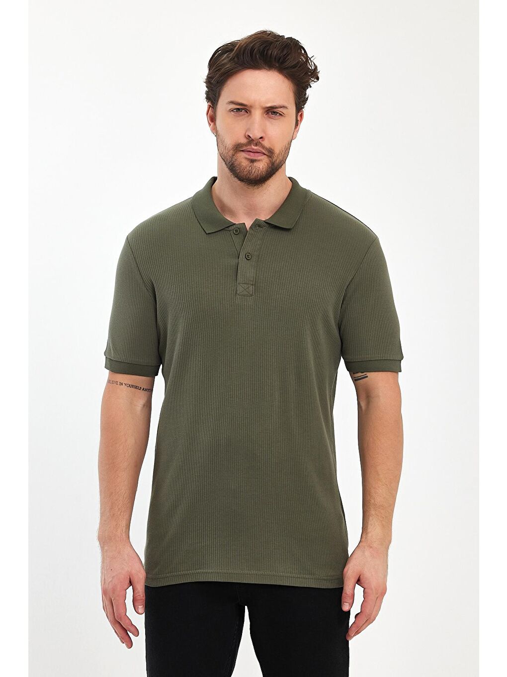 Haki Polo Yaka Erkek Tişört