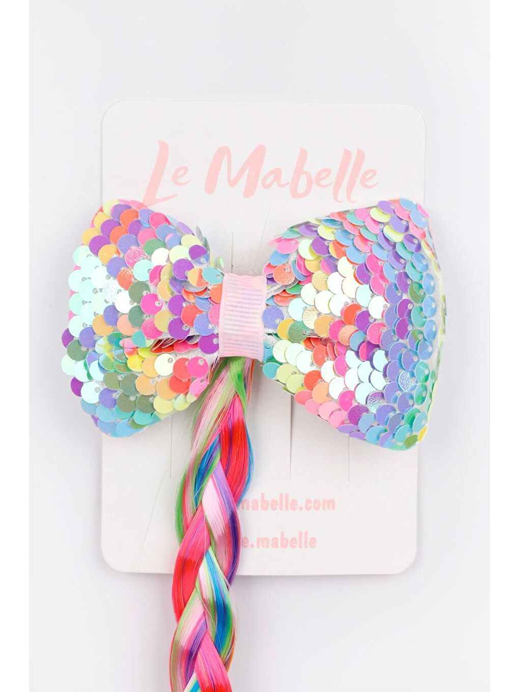 Karışık Çok Renkli  Pullu Fiyonklu Örgü Saçlı Kız Çocuk Toka-1