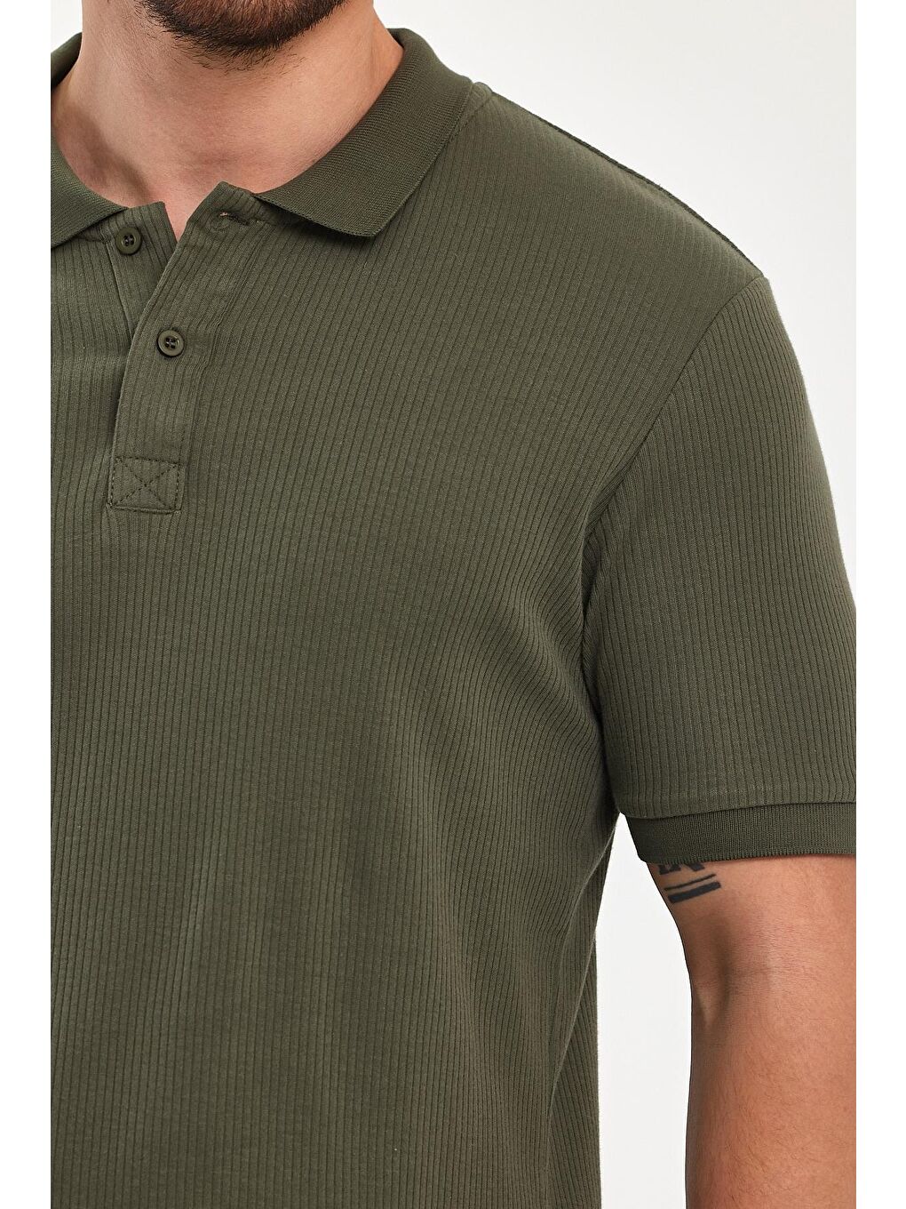 Haki Polo Yaka Erkek Tişört-2