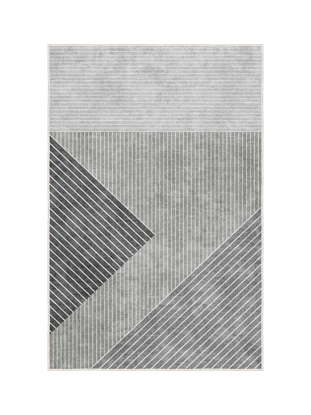 Gri Özel Tasarım, Kaymaz Taban, İnce, Yıkanabilir, Modern Halı WOOKECE1438 180x280-3