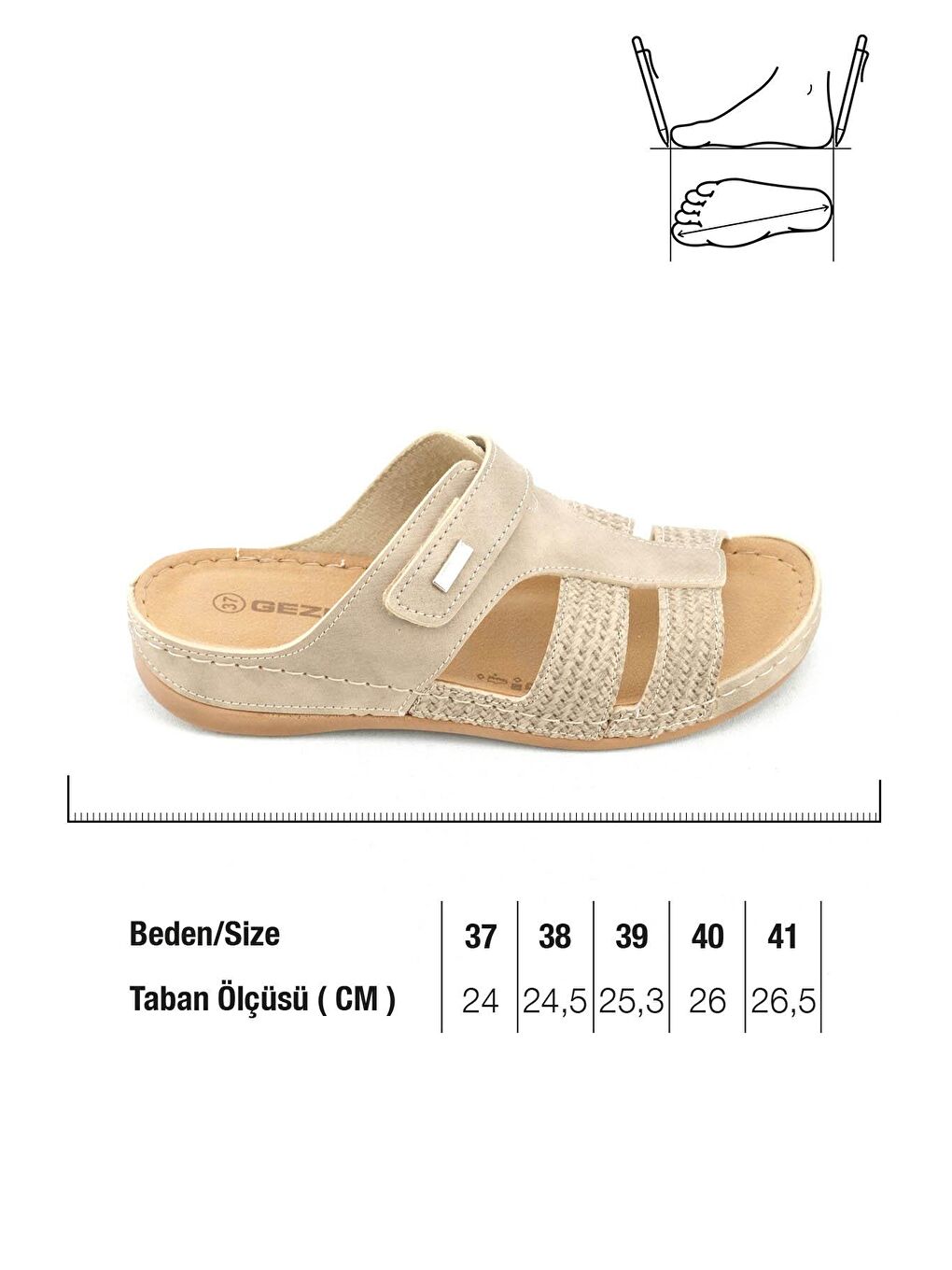 Bej Yazlık Kadın Suni Deri Rahat İç Taban Tek Cırtlı Kemer Ayarlanabilir Günlük Terlik-1