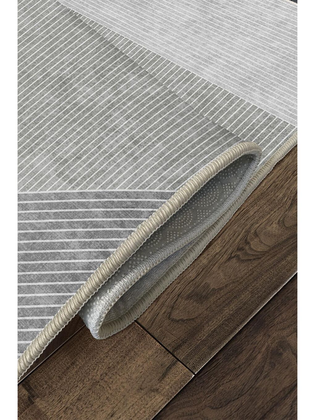 Gri Özel Tasarım, Kaymaz Taban, İnce, Yıkanabilir, Modern Halı WOOKECE1438 180x280-4