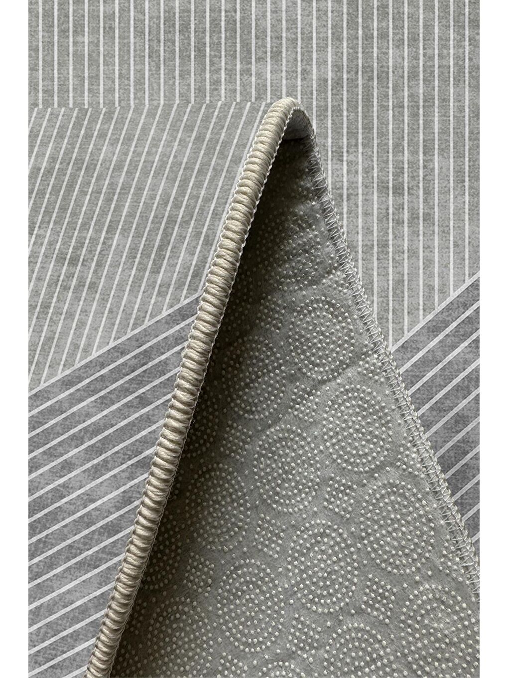 Gri Özel Tasarım, Kaymaz Taban, İnce, Yıkanabilir, Modern Halı WOOKECE1438 180x280-5