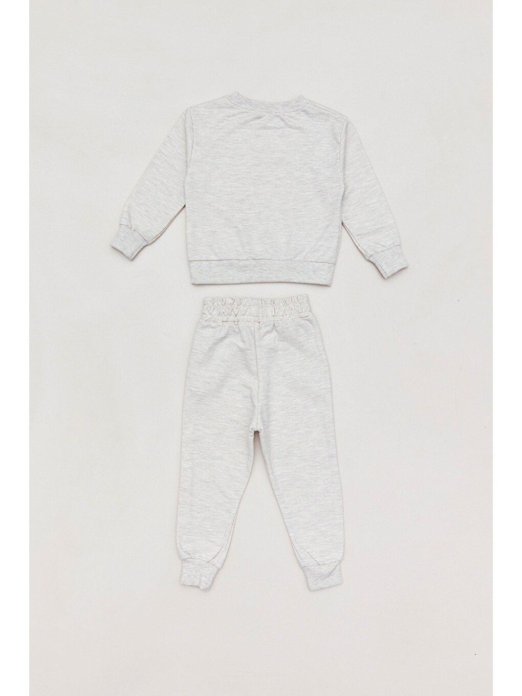 Bej Nakışlı Bisiklet Yaka Kız Çocuk Takımı-1