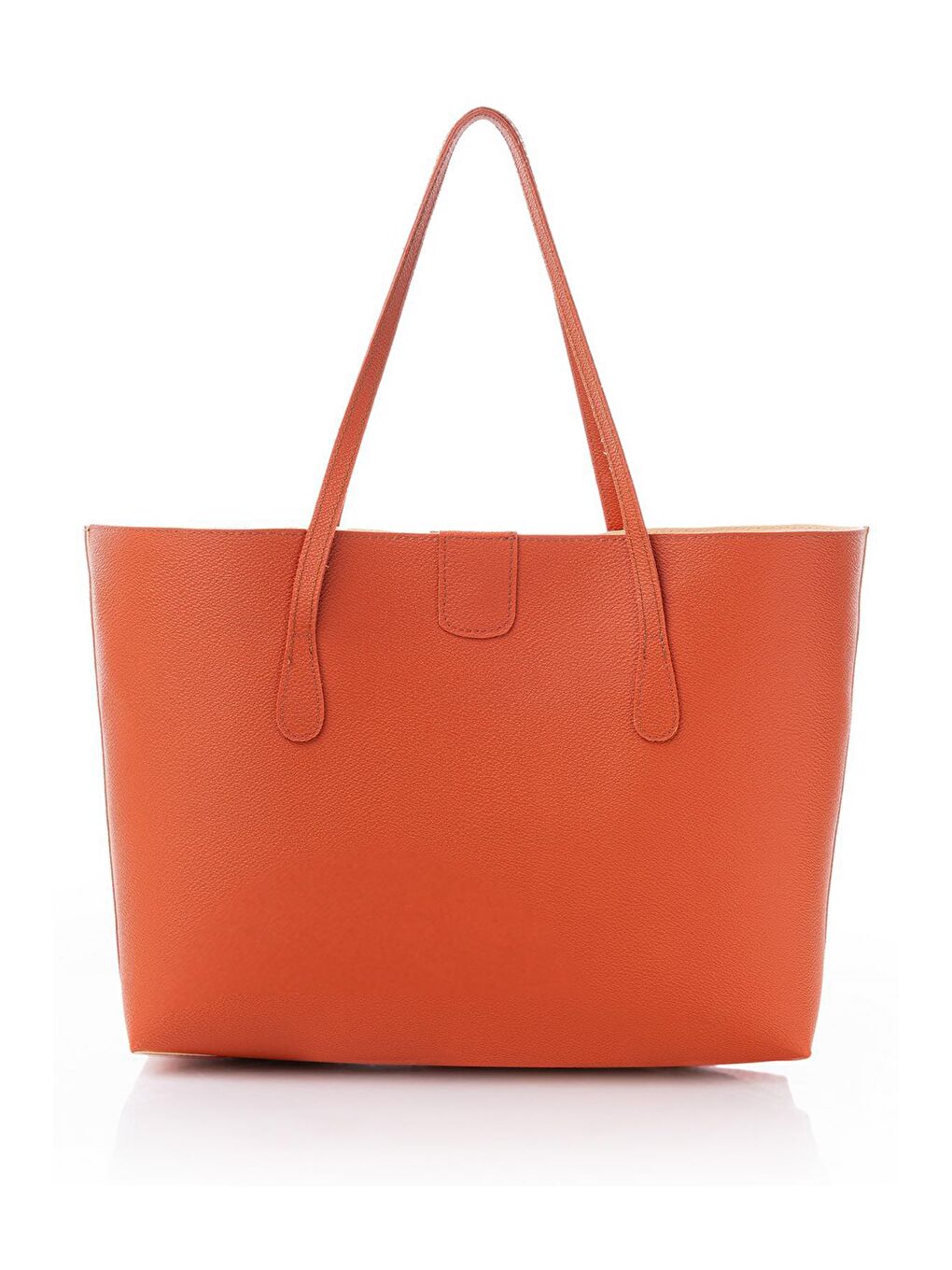 Turuncu Kadın Büyük Suni Deri Tote Omuz Çantası-1