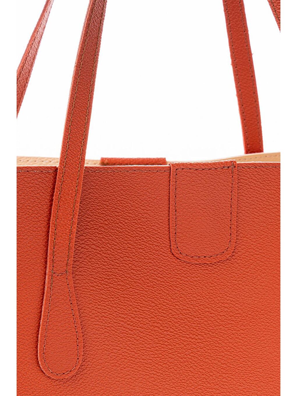 Turuncu Kadın Büyük Suni Deri Tote Omuz Çantası-2