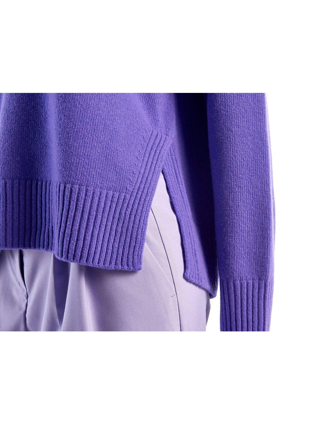 Kadın Mor Yün Karışımlı Boxy Fit Kazak-2