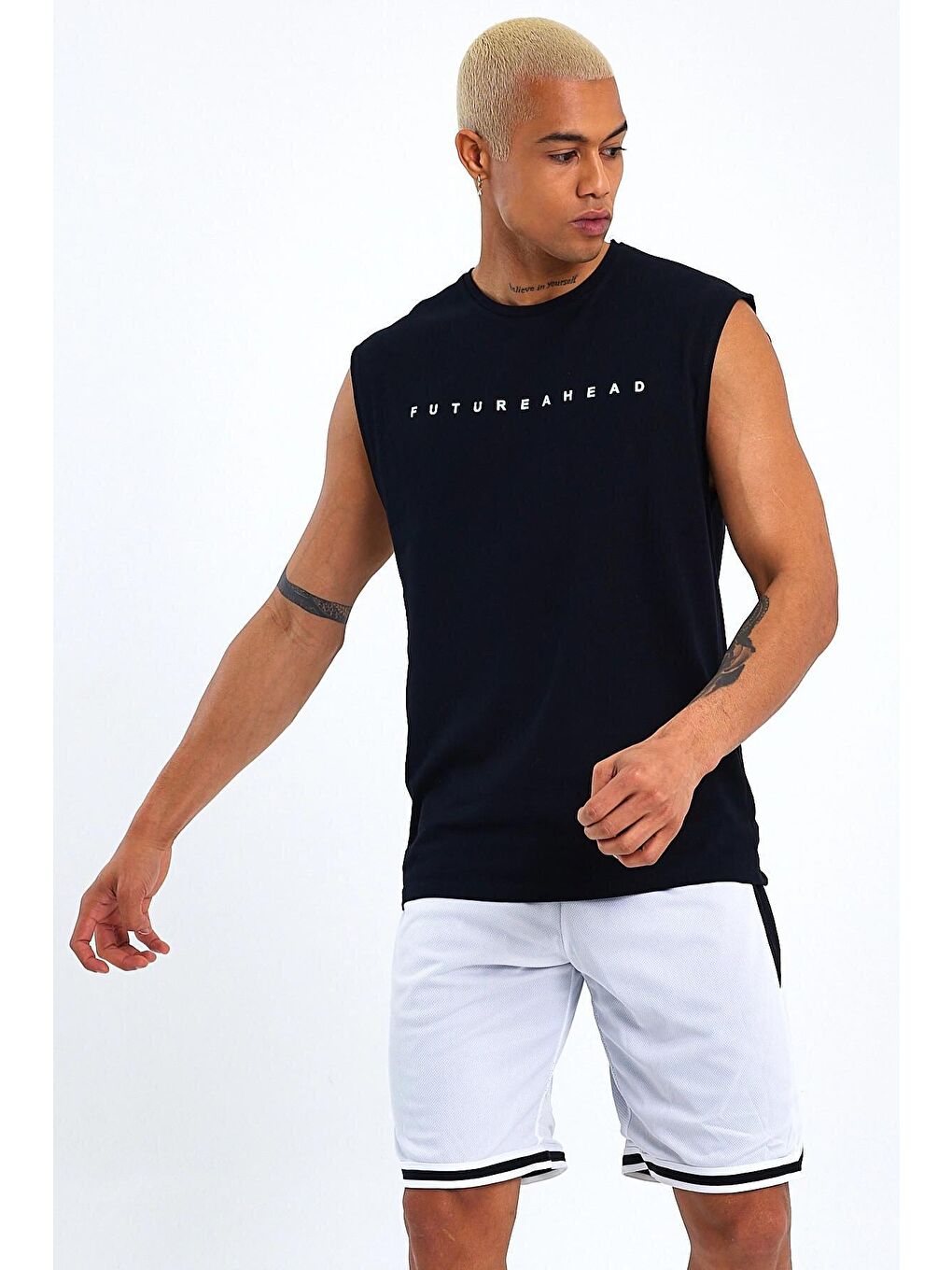 Siyah Erkek Bisiklet Yaka Regular Fit Baskılı Tişort SPR23AT344